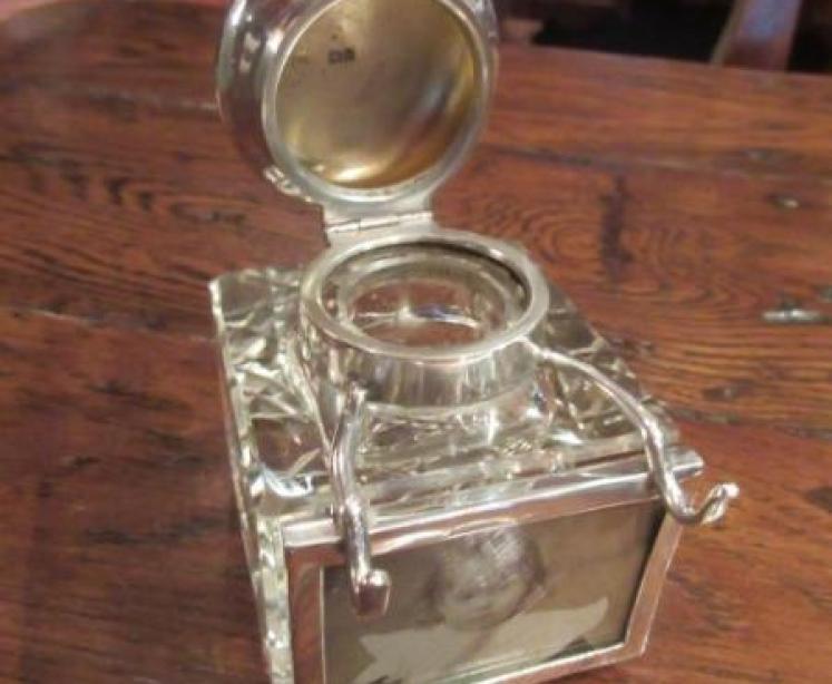 Edwardian Silver Topped Inkwell & Photo Frame - Image 2