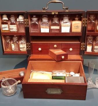 Victorian Mahogany Apothecary Box and Original Contents
