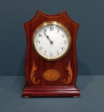 Edwardian Scalloped Top Inlaid Mantel Clock