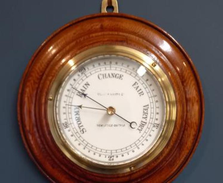Victorian Polished Oak Newcastle Barometer - Image 1
