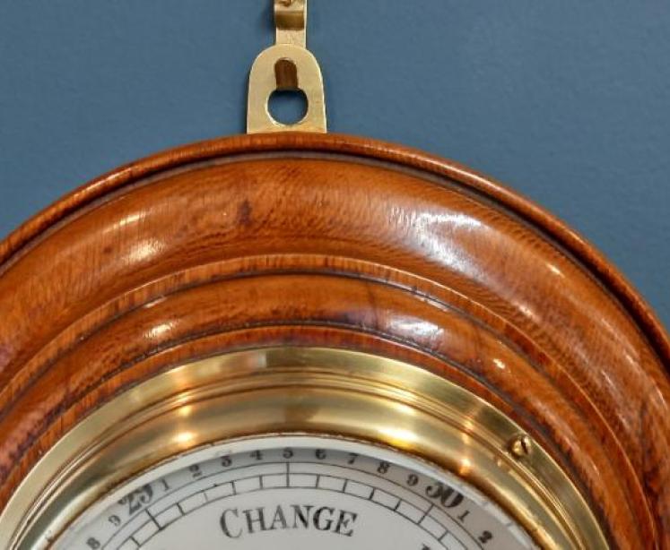 Victorian Polished Oak Newcastle Barometer - Image 2
