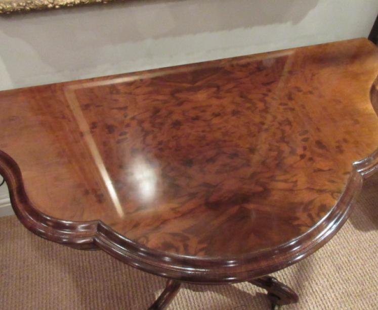 Superior Mid Victorian Figured Walnut Games Table - Image 2