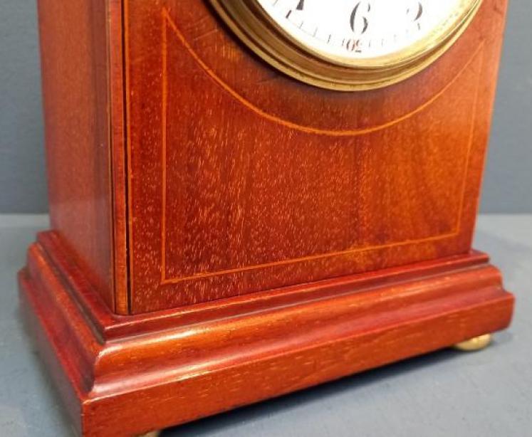 Edwardian Satinwood Banded Mantel Clock - Image 4