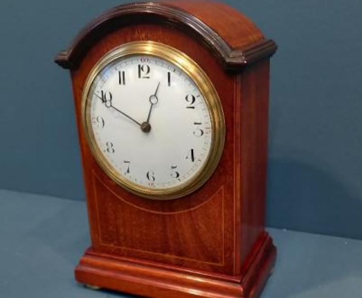 Edwardian Satinwood Banded Mantel Clock - Image 7