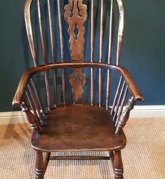 Early Victorian Ash & Elm High Back Windsor Armchair