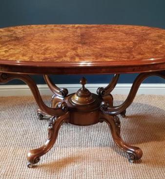 Wonderful Quality Victorian Burr Walnut Centre Table