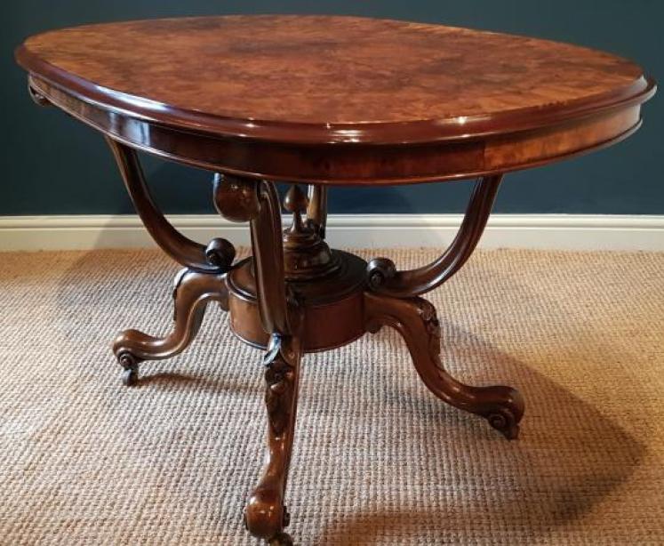 Wonderful Quality Victorian Burr Walnut Centre Table - Image 4