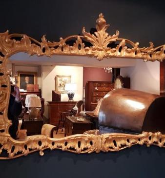 Stylish Timber Gilt Over Mantel Mirror