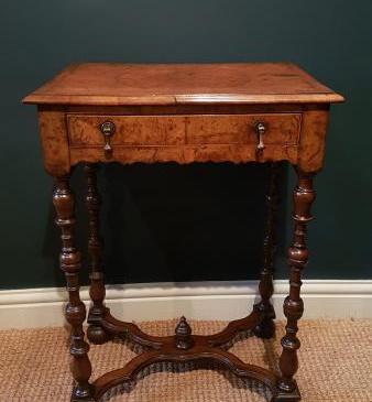 Superb William & Mary Style Walnut Side Table
