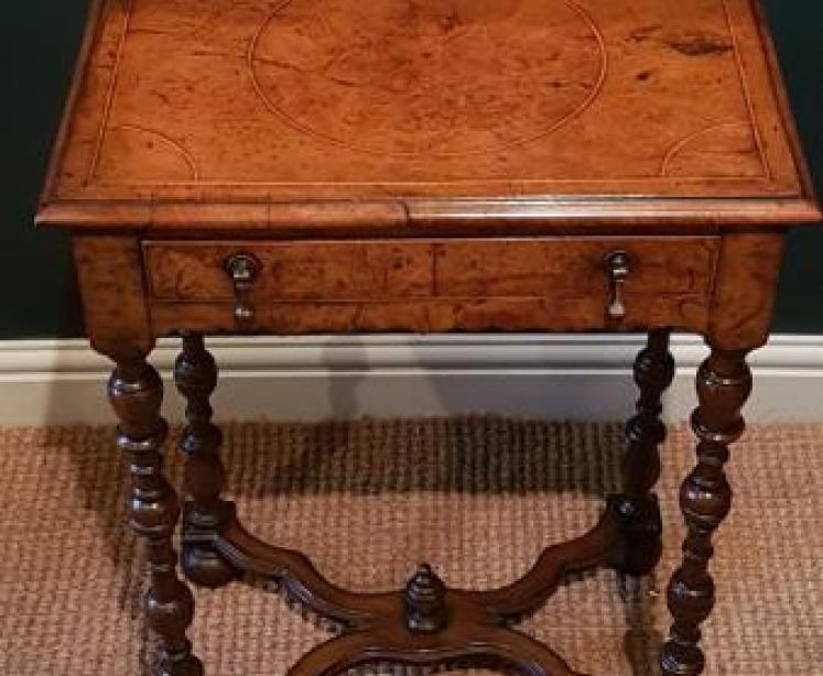 Superb William & Mary Style Walnut Side Table - Image 2