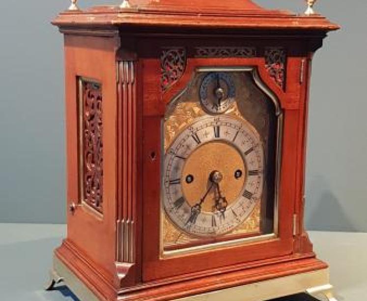 Late Victorian Mahogany Double Fusee Bracket Clock - Image 4