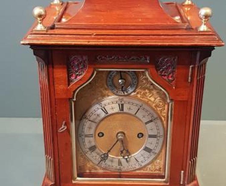 Late Victorian Mahogany Double Fusee Bracket Clock - Image 6