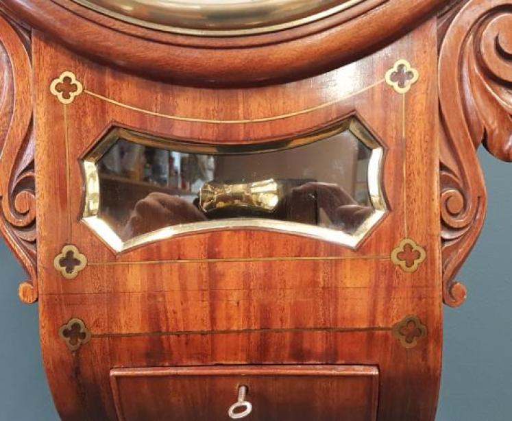 Early Victorian Mahogany Drop Dial Fusee Wall Clock - Image 5
