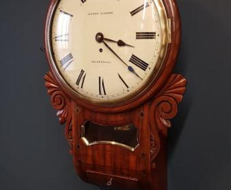 Early Victorian Mahogany Drop Dial Fusee Wall Clock - Image 6