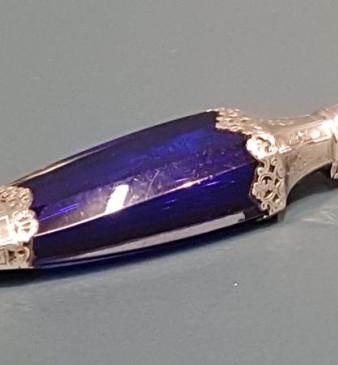 Victorian Silver and Bristol Blue Glass Scent Bottle