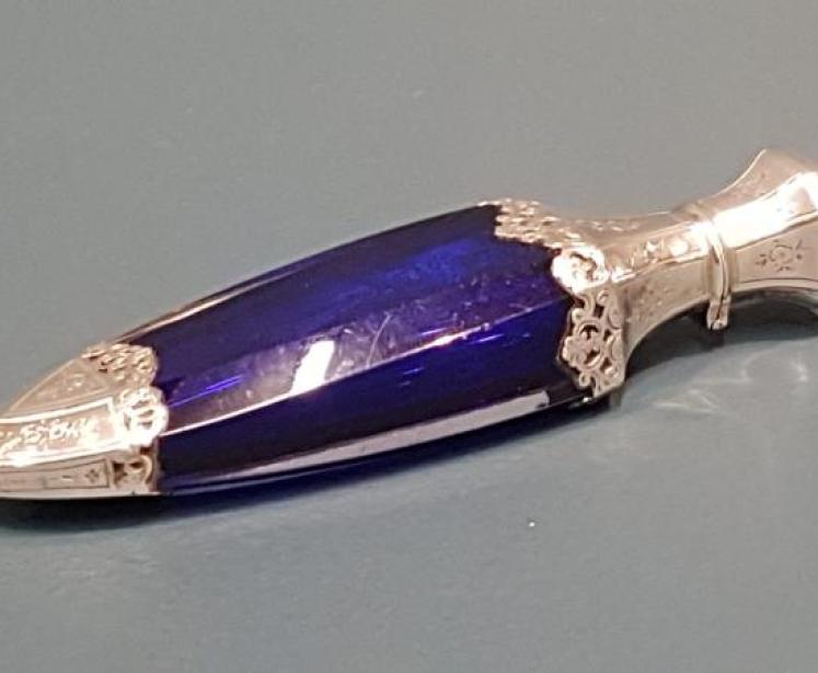 Victorian Silver and Bristol Blue Glass Scent Bottle - Image 1