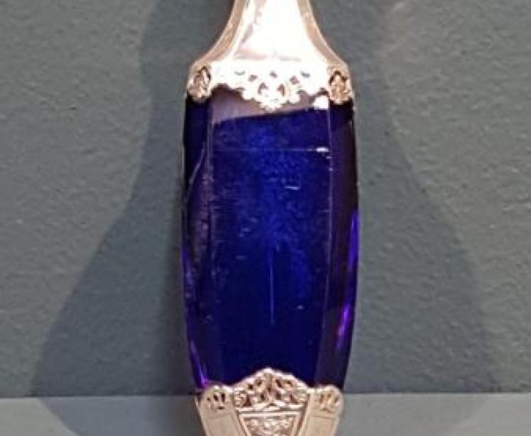Victorian Silver and Bristol Blue Glass Scent Bottle - Image 2