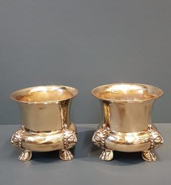 Matching Pair of Stylish Brass Planters