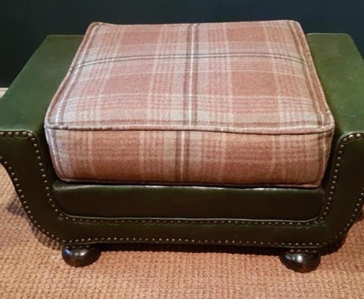 1920's Leather Foot Stool - Image 1