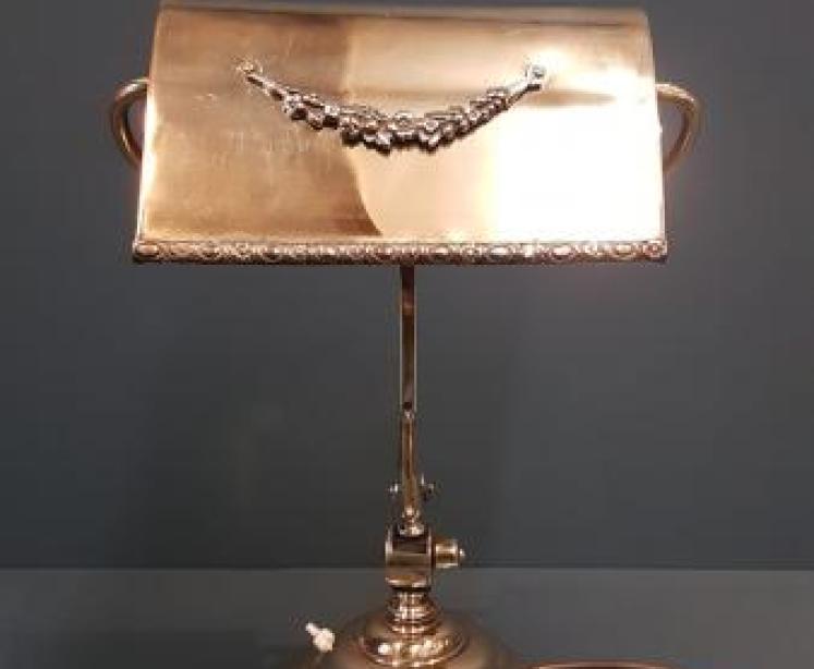 Edwardian Brass Adjustable Bankers Lamp - Image 1