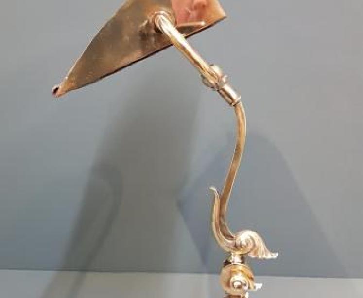 Edwardian Brass Adjustable Bankers Lamp - Image 4