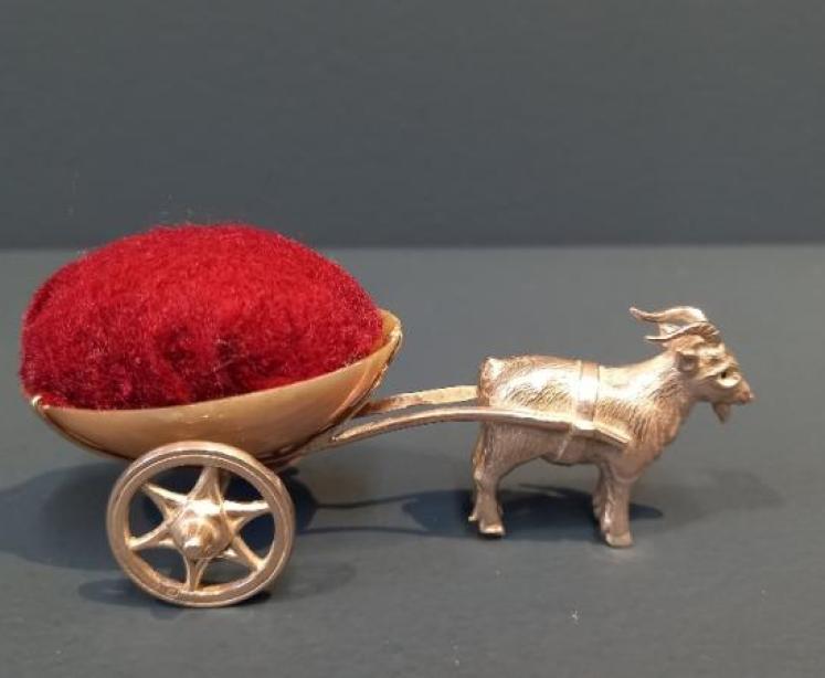Rare Adie & Lovekin Silver Goat & Cart Pin Cushion - Image 1