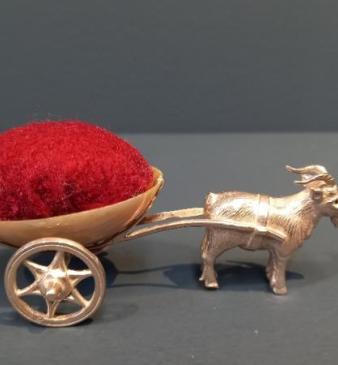 Rare Adie & Lovekin Silver Goat & Cart Pin Cushion