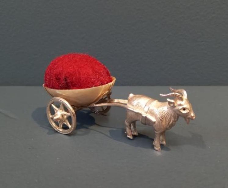 Rare Adie & Lovekin Silver Goat & Cart Pin Cushion - Image 2