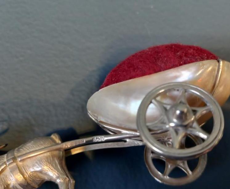 Rare Adie & Lovekin Silver Goat & Cart Pin Cushion - Image 4
