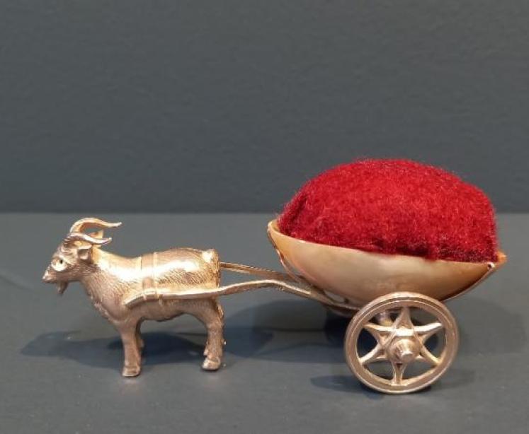 Rare Adie & Lovekin Silver Goat & Cart Pin Cushion - Image 5