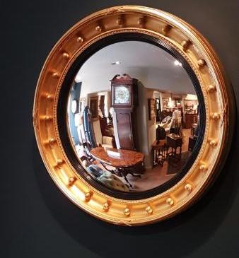 Large Edwardian Gilt Convex Mirror