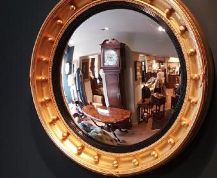 Large Edwardian Gilt Convex Mirror - Image 1