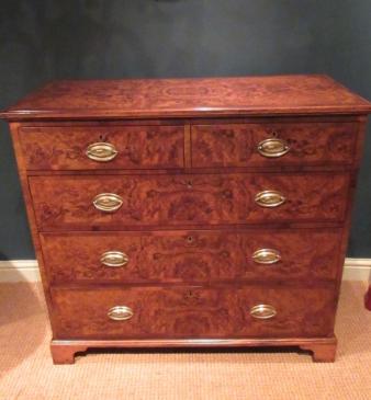 Superior Mid Victorian Burr Walnut Chest of Drawers