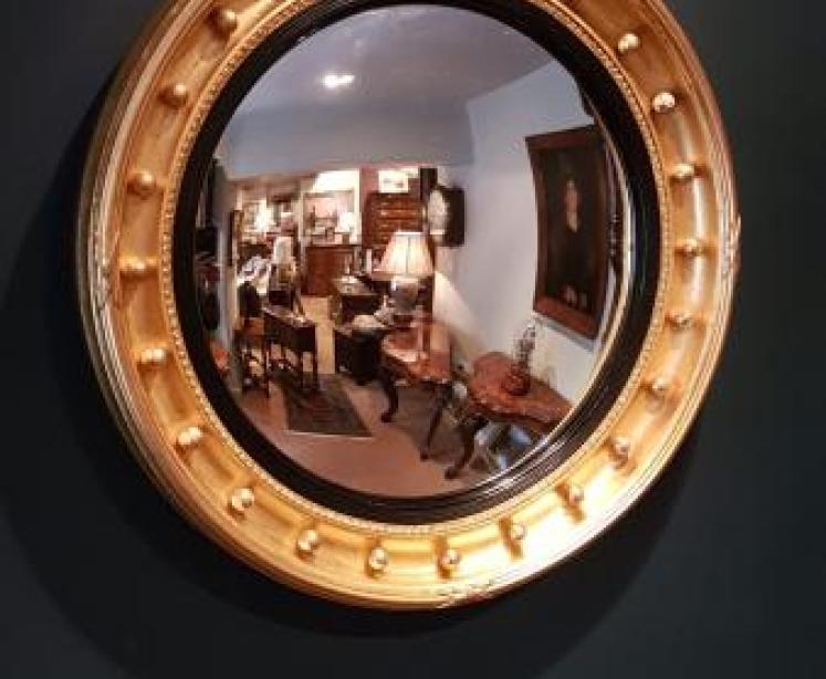 Large Edwardian Gilt Convex Mirror - Image 5