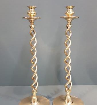 Pair of Large Victorian Brass Candlesticks
