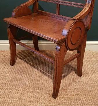 Victorian Oak Hall Bench