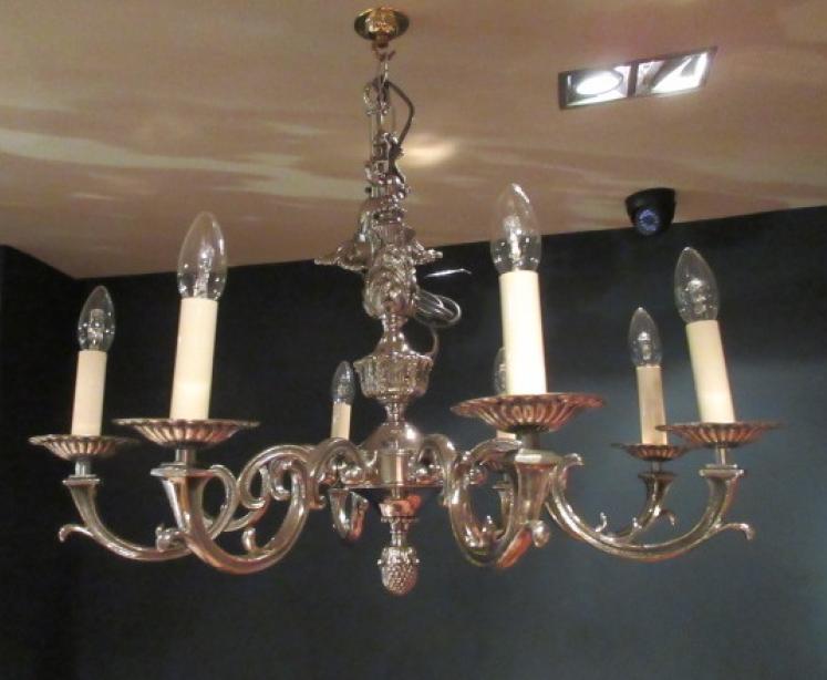 Top Quality Edwardian Period Nickel Plated Chandelier - Image 1