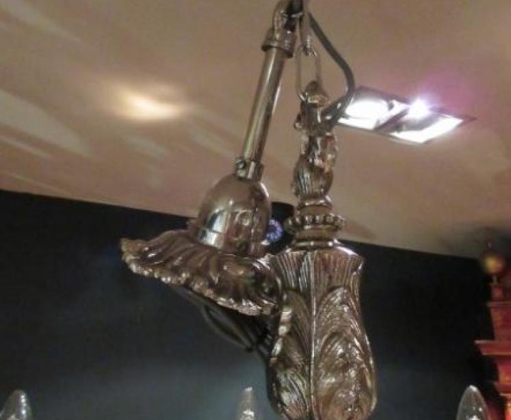 Top Quality Edwardian Period Nickel Plated Chandelier - Image 2