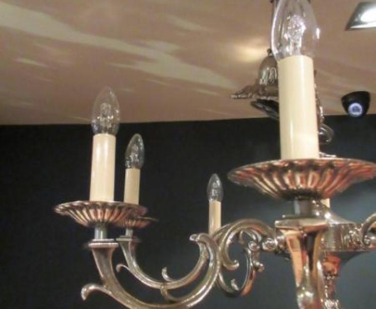 Top Quality Edwardian Period Nickel Plated Chandelier - Image 5