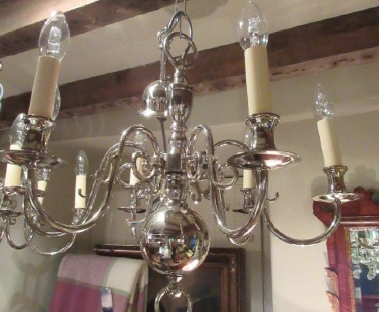 Small Pair of Edwardian Period Nickel Plated Chandeliers - Image 2