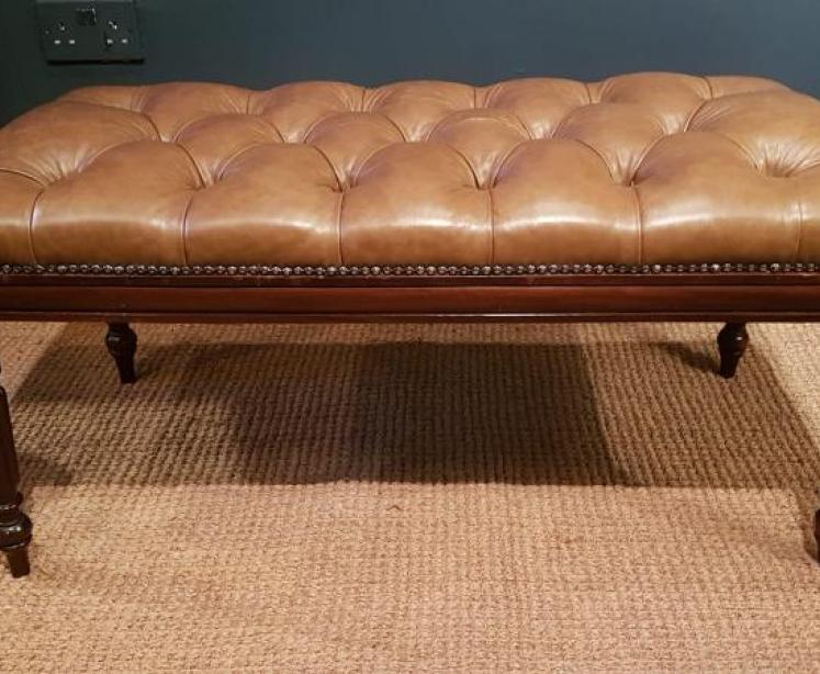 Large Regency Leather Stool - Image 1