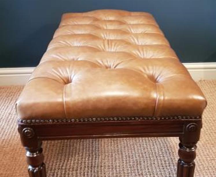 Large Regency Leather Stool - Image 6