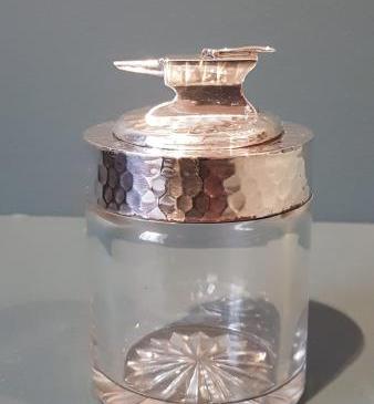 Planished Silver Anvil Handle Table Jar
