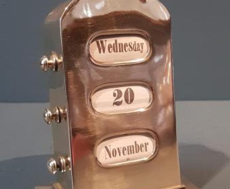 Edwardian Brass Perpetual Desk Calendar - Image 1