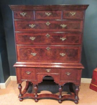 Stunning William & Mary Period Walnut Chest on Stand