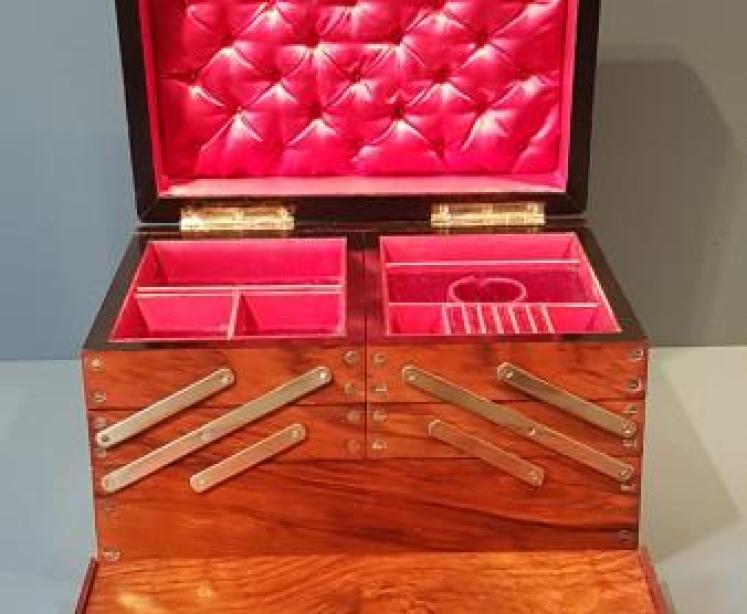 Large Victorian Fold Out Jewellery Box - Image 6