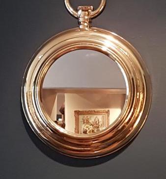 1930's Brass Framed Pocket Watch Style Mirror