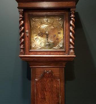Victorian Oak Weight Driven Grandmother Clock