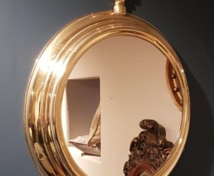 1930's Brass Framed Pocket Watch Style Mirror - Image 1