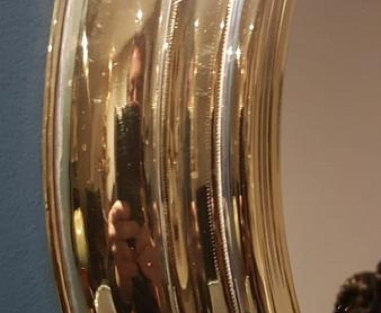 1930's Brass Framed Pocket Watch Style Mirror - Image 5